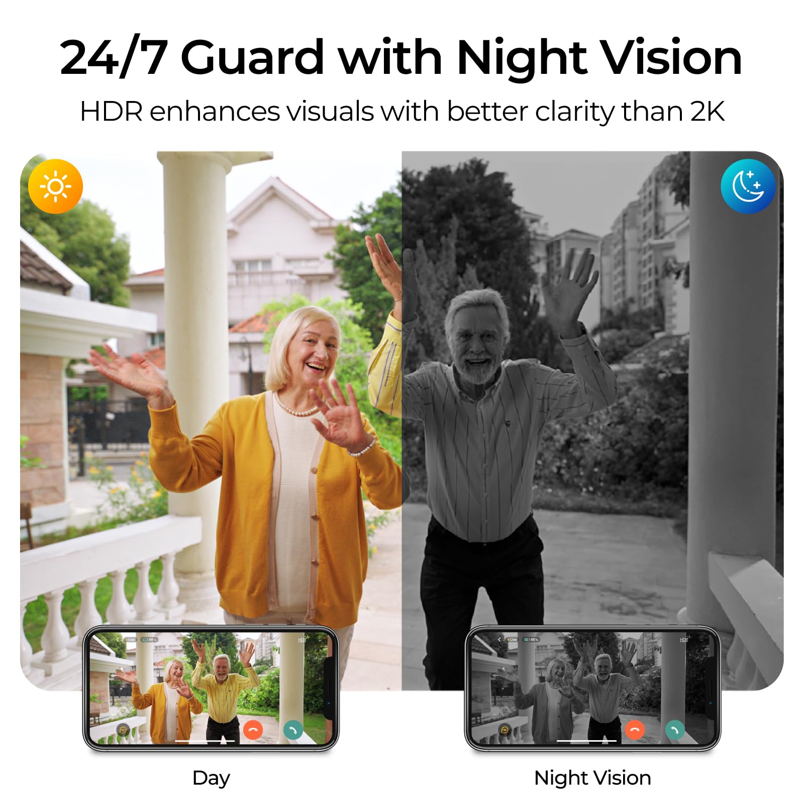 Anyfree HDR night vision shows clear footage day and night.