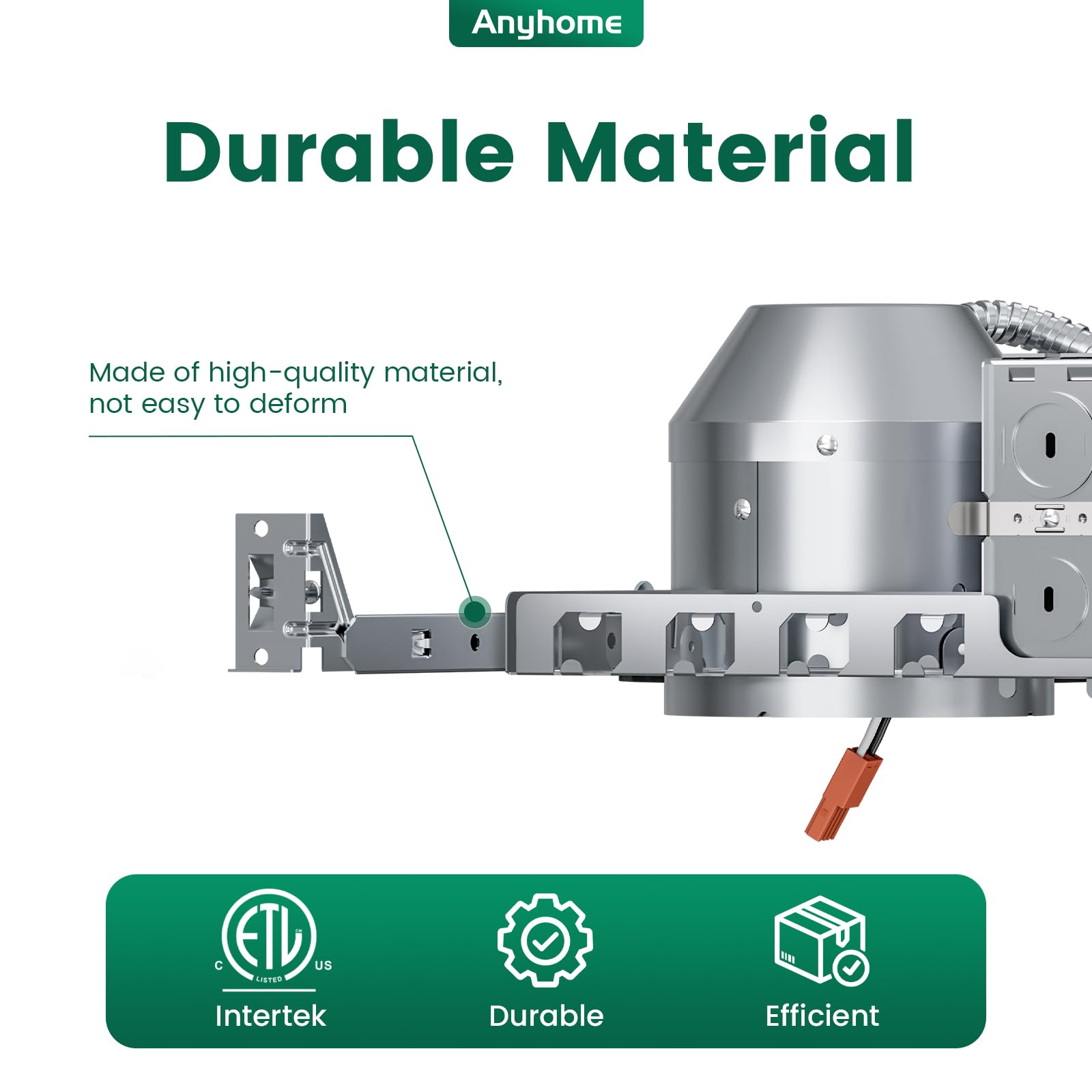 Anyhome 4-inch recessed housing compatible with most fixtures for versatile layouts.