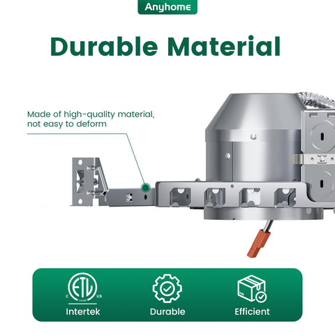 Anyhome 4-inch recessed housing compatible with most fixtures for versatile layouts.