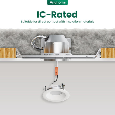 Anyhome ETL-listed remodeling recessed housing with sturdy metal build.