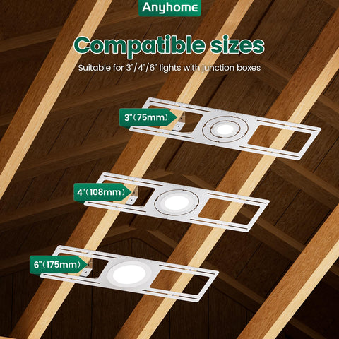 Anyhome galvanized flat steel rough-in bracket showcases durable construction.