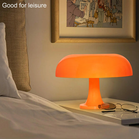Anykonio orange mushroom lamp made of polycarbonate for durable construction.
