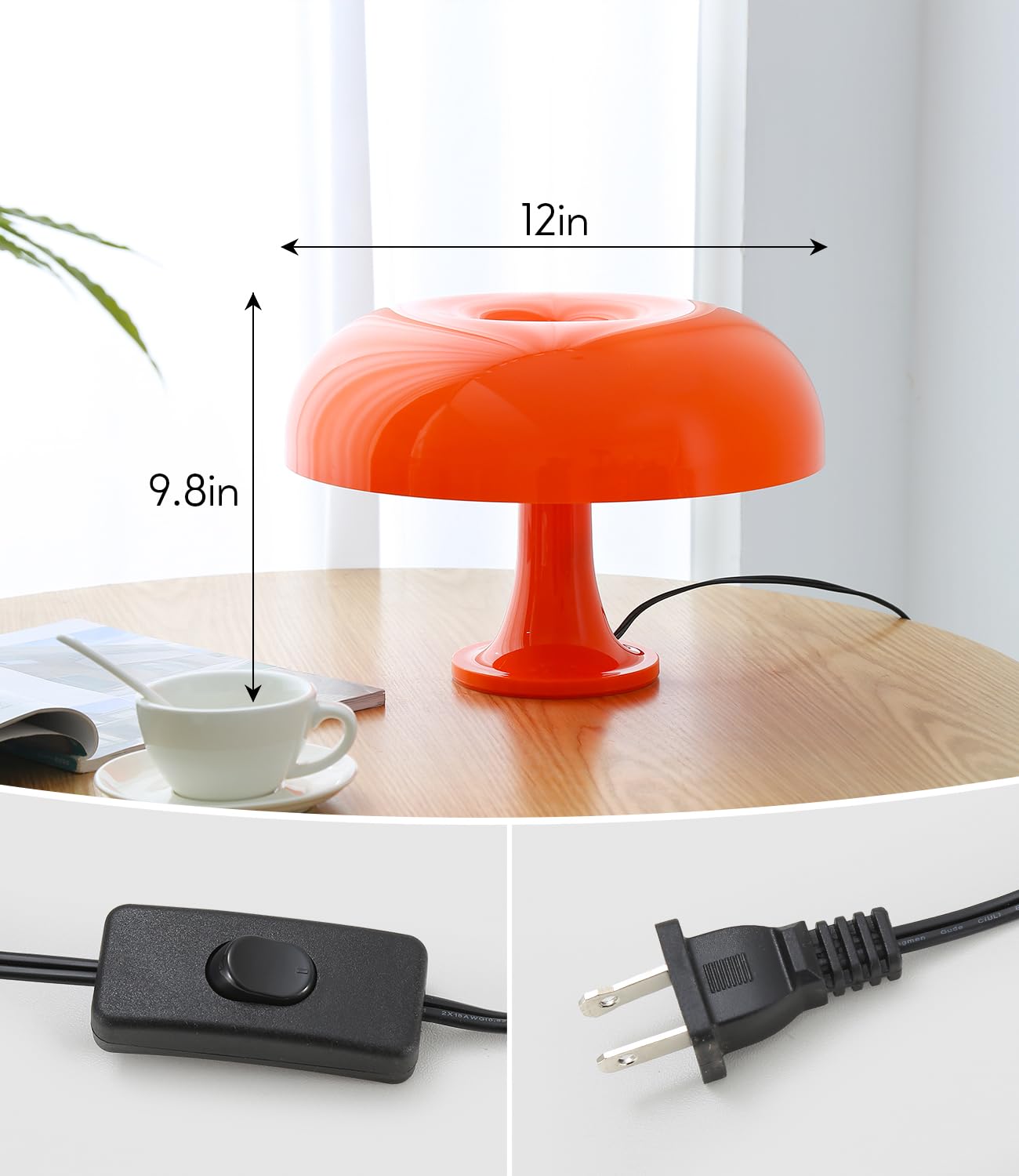 Anykonio orange mushroom lamp delivers a warm 2700K glow for relaxing evenings.