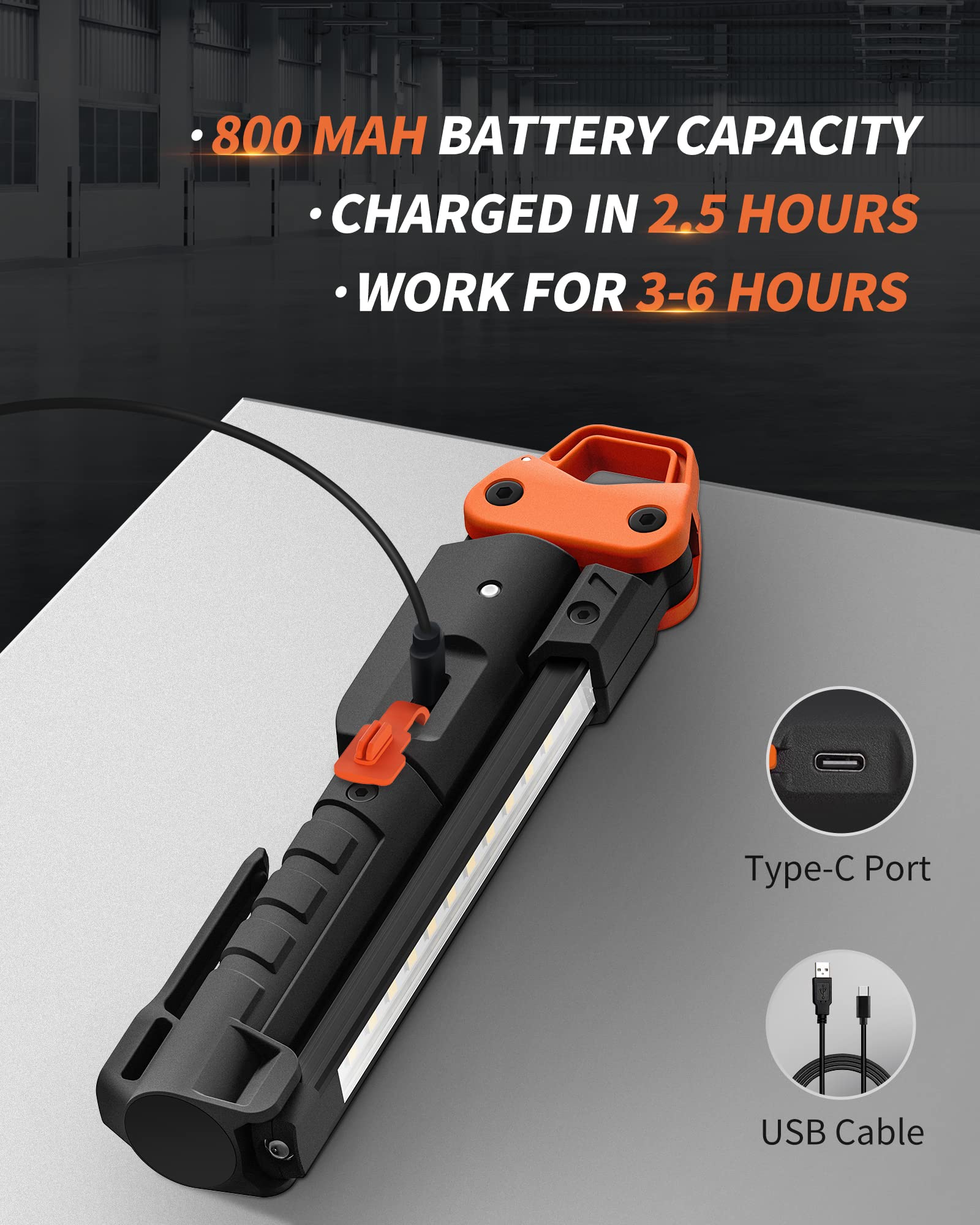Anylight Magnetic Work Light attached to metal surface for hands-free use
