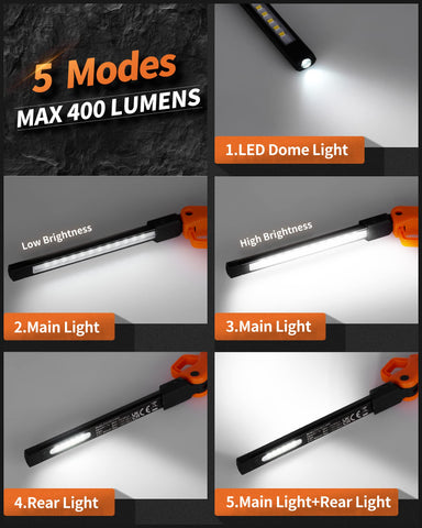 Anylight Rechargeable Work Light side tilt demonstrates 230° adjustability for precise aiming