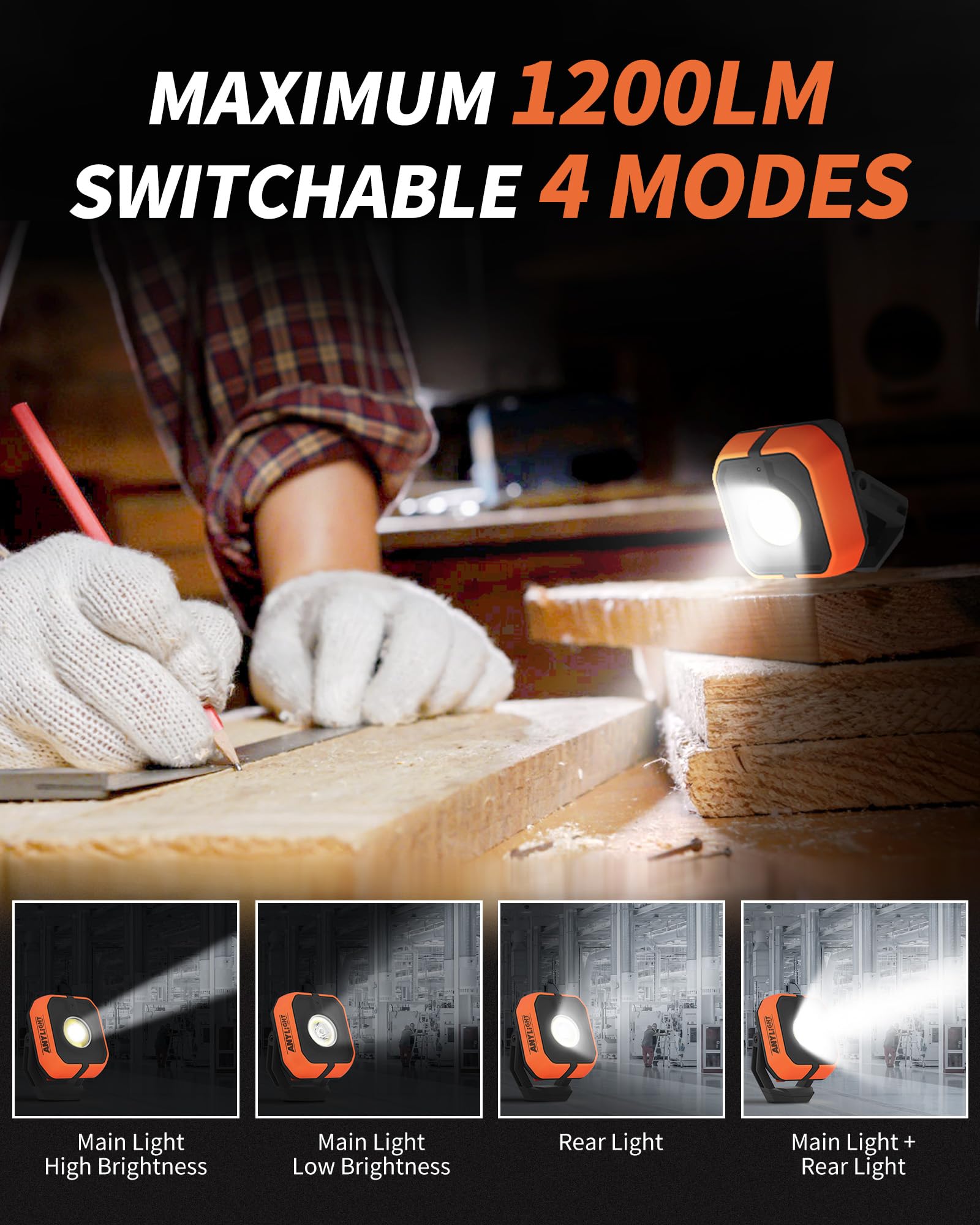Anylight light with 180-degree rotation offers flexible angle lighting