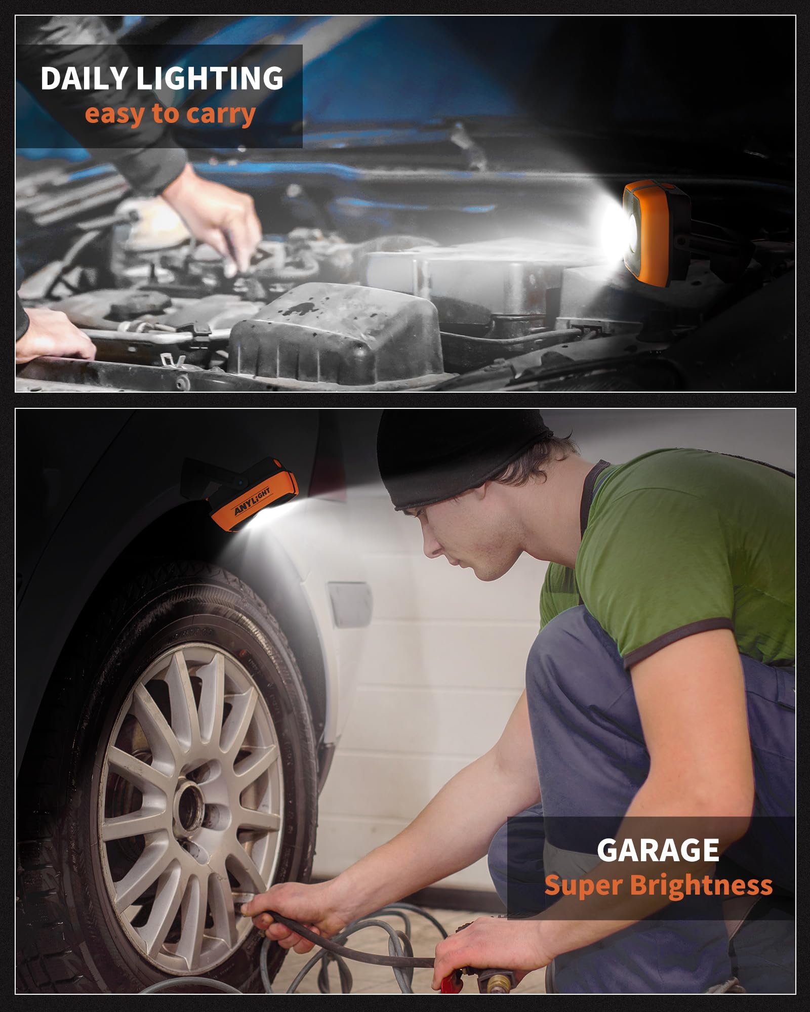 Anylight IP65 waterproof design resists dust and rain for rugged use