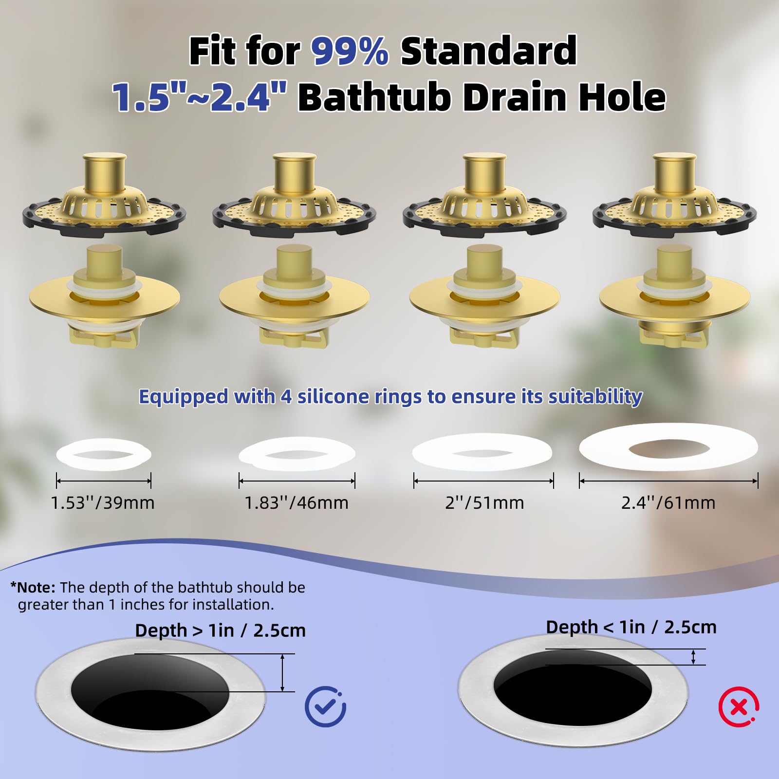 Anylock 3-in-1 bath drain stopper showing filtration and drainage.