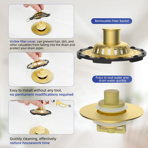 Four silicone rings included for a secure fit with Anylock drain stopper.