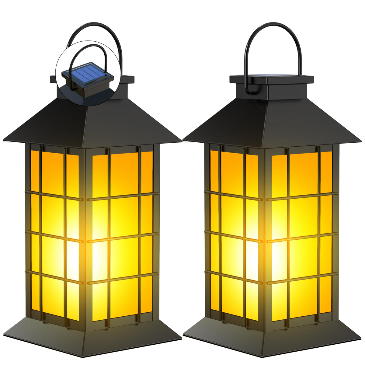anyperfect 2pack 13inch solar lanterns front view brightening the dusk patio