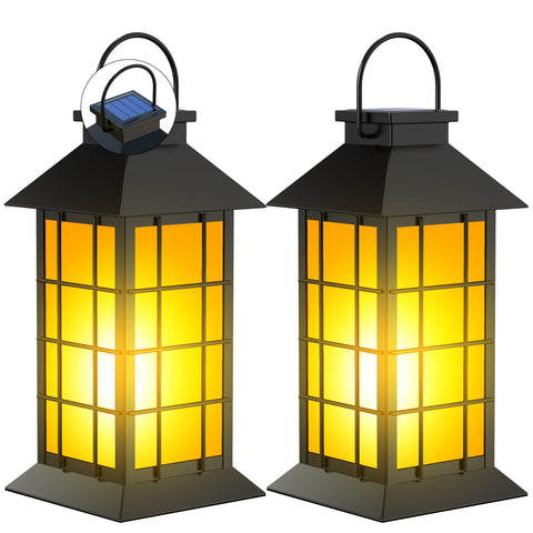 anyperfect 2pack 13inch solar lanterns front view brightening the dusk patio