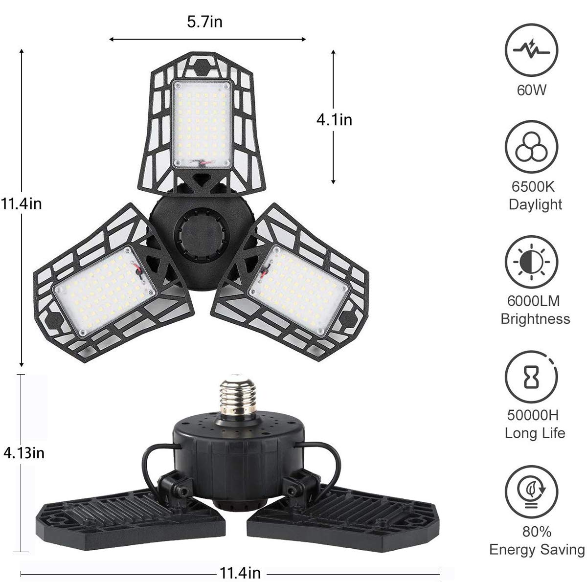 ANYPOWK LED Garage Light 6500K daylight enhances color visibility
