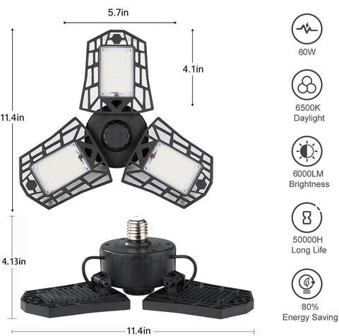 ANYPOWK LED Garage Light 6500K daylight enhances color visibility