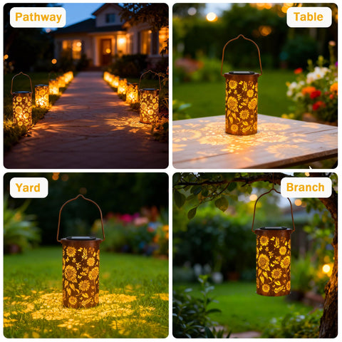 ANYTALK sunflower lantern tree-hanging display in garden