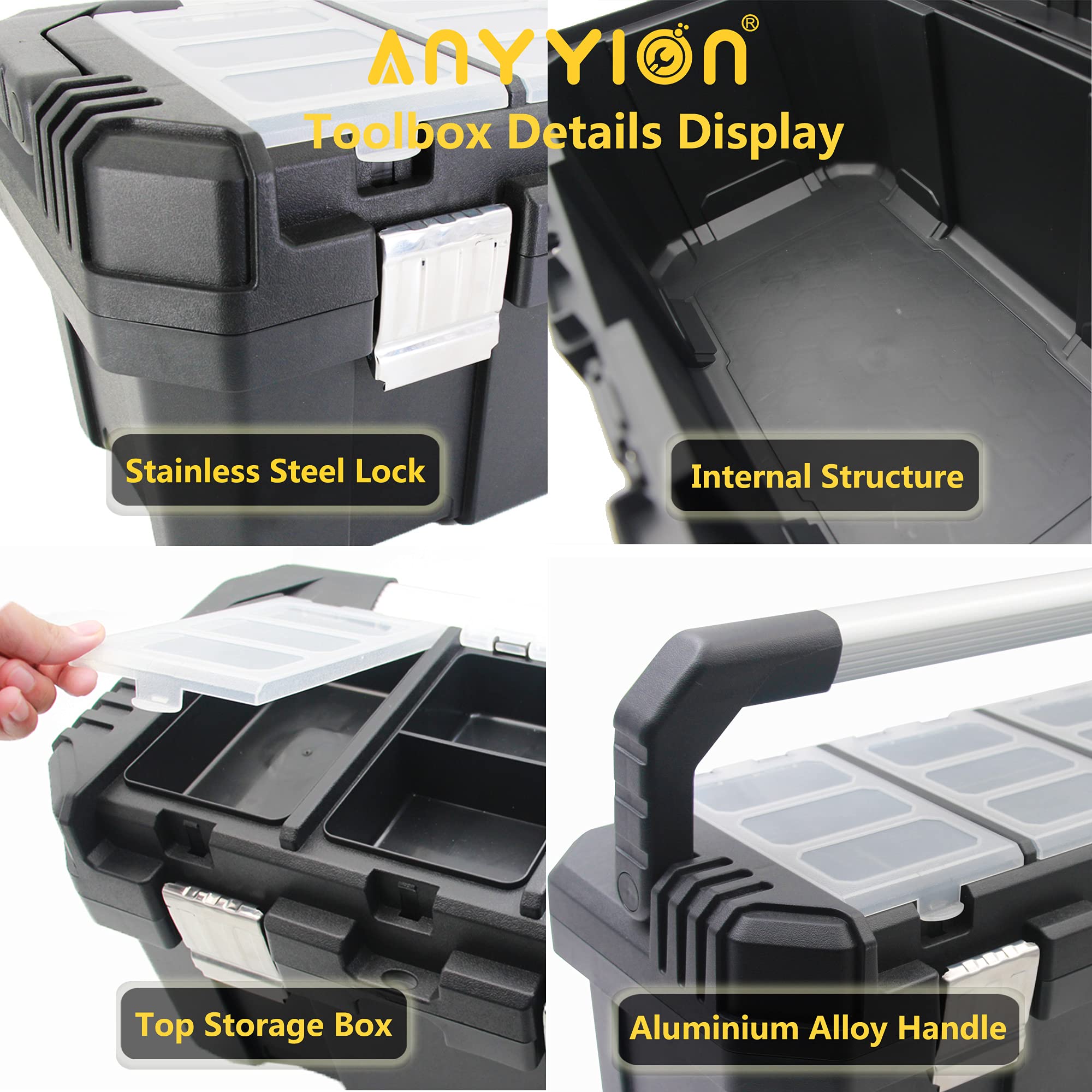 Anyyion 17-Inch toolbox durability test shows cold weather resistance.