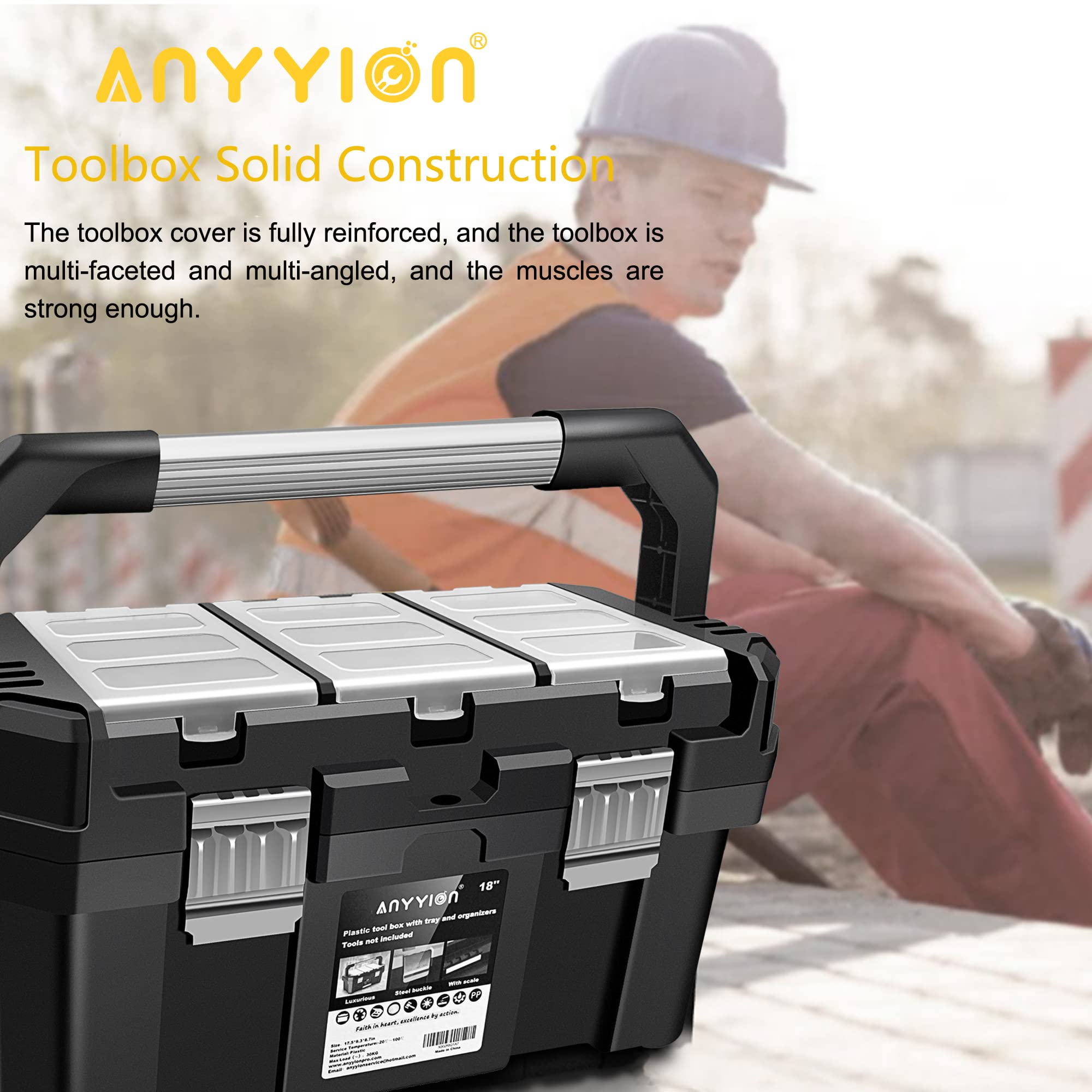 Anyyion 17-Inch toolbox internal dimensions reveal spacious storage options.