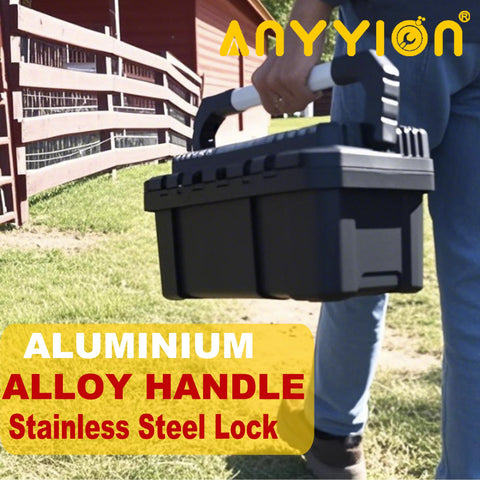 Anyyion 17-Inch toolbox metal handle provides comfortable grip.