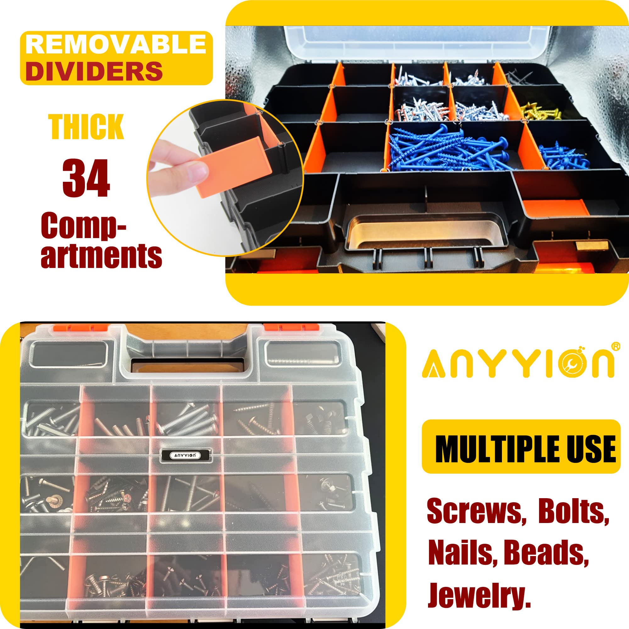 Anyyion portable hardware storage organizer ideal for garage and crafts to reduce clutter.
