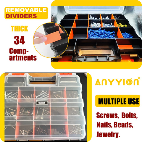 Anyyion portable hardware storage organizer ideal for garage and crafts to reduce clutter.