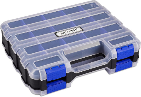 Anyyion small parts organizer with 34 compartments showcases organized hardware storage.