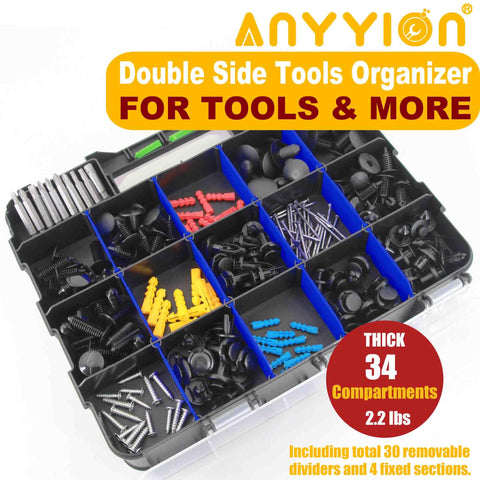 Anyyion small parts organizer double-side design helps quicker access.