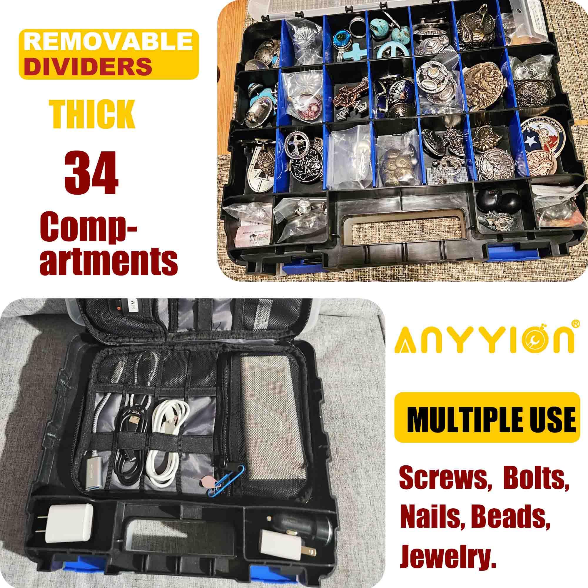 Anyyion small parts organizer durable construction supports long-term storage.