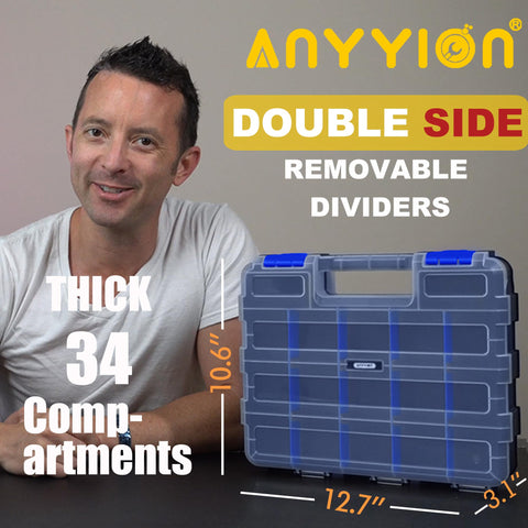 Anyyion small parts organizer with removable dividers for customizable storage.