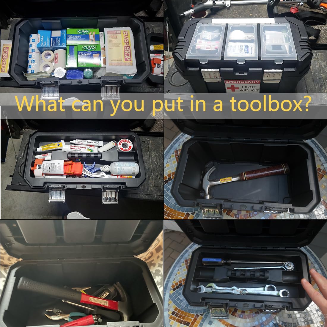 Anyyion toolbox exterior dimensions show a compact, portable size for any workspace.