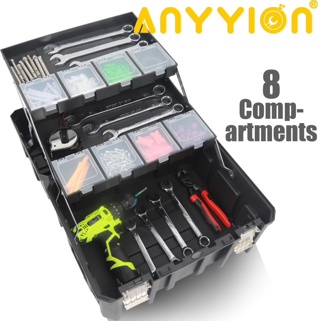 Anyyion tool box steel lock and latch for secure transport