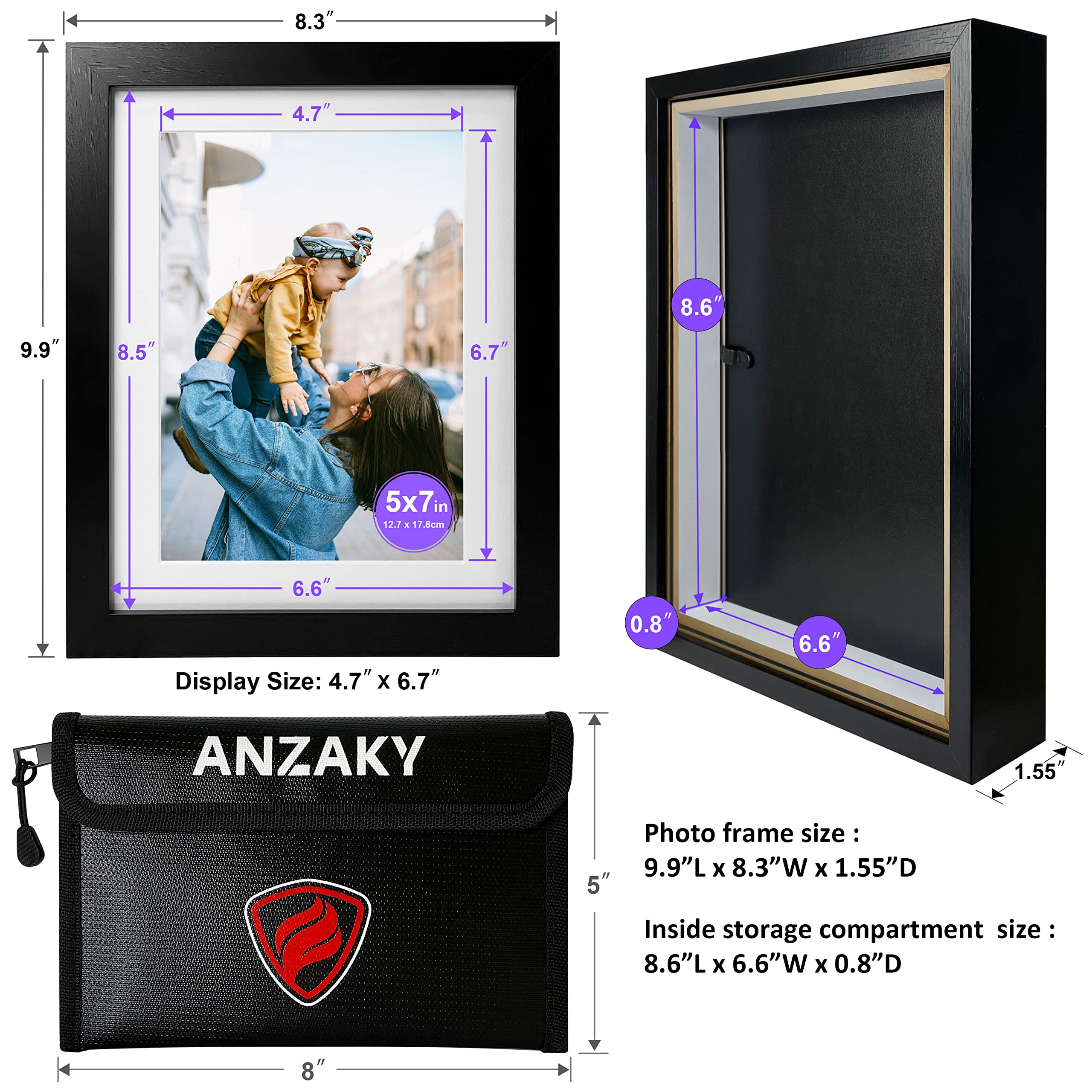 ANZAKY durable MDF frame with plexiglass cover blends with home decor.