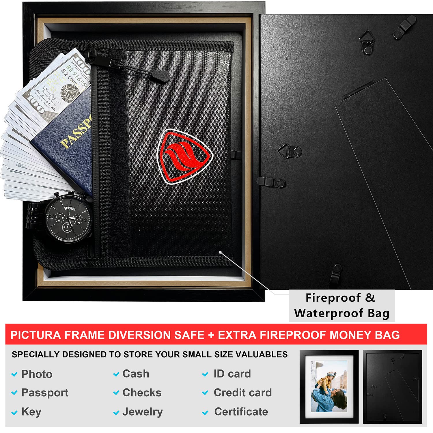 ANZAKY fireproof money bag closure protects cash and documents during emergencies.