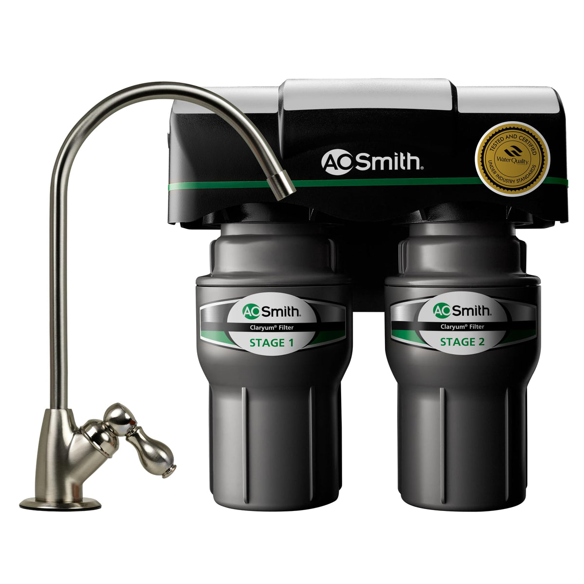 AO Smith under-sink filter connected to dedicated faucet for clean drinking water