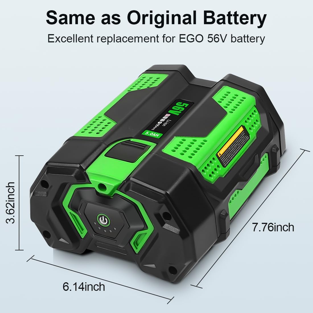 Aoasur 56V 5000mAh cell demo highlighting extended runtime potential.