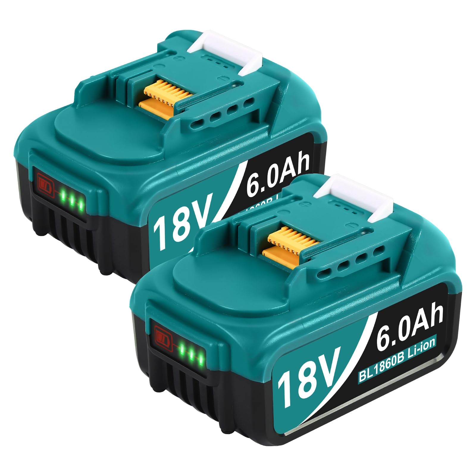 Aoasur 6.0Ah battery front view highlights extended runtimes for Makita 18V tools