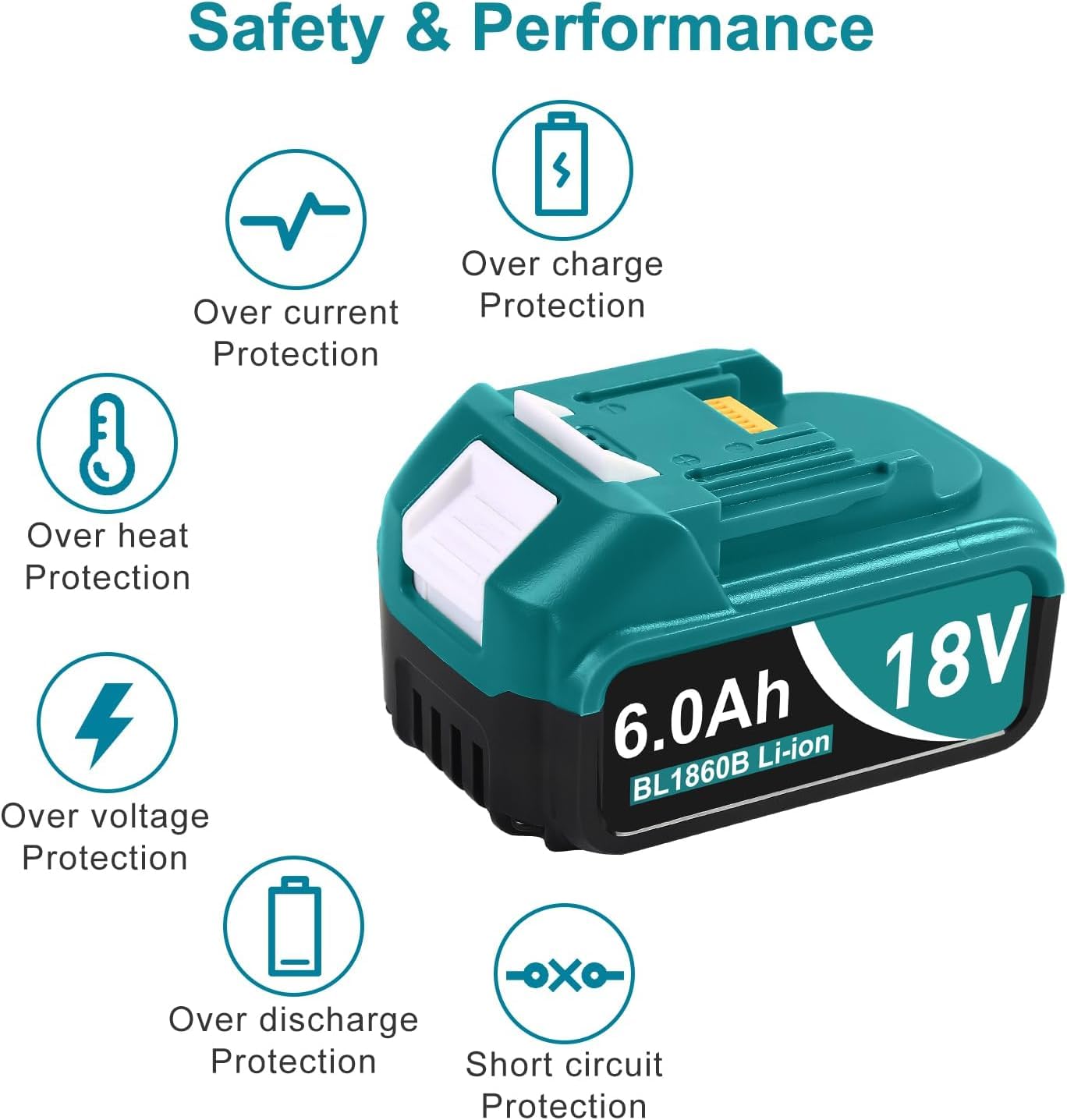 Aoasur 6.0Ah battery side view shows durable blue shell and compact profile