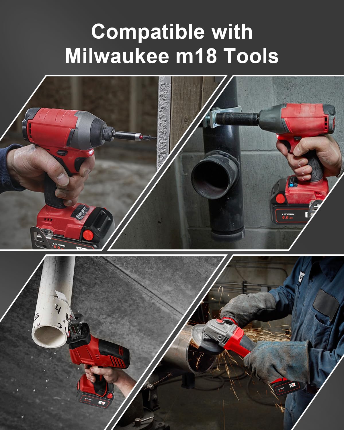 Aoasur Milwaukee M18 6Ah battery in use during a task with steady power
