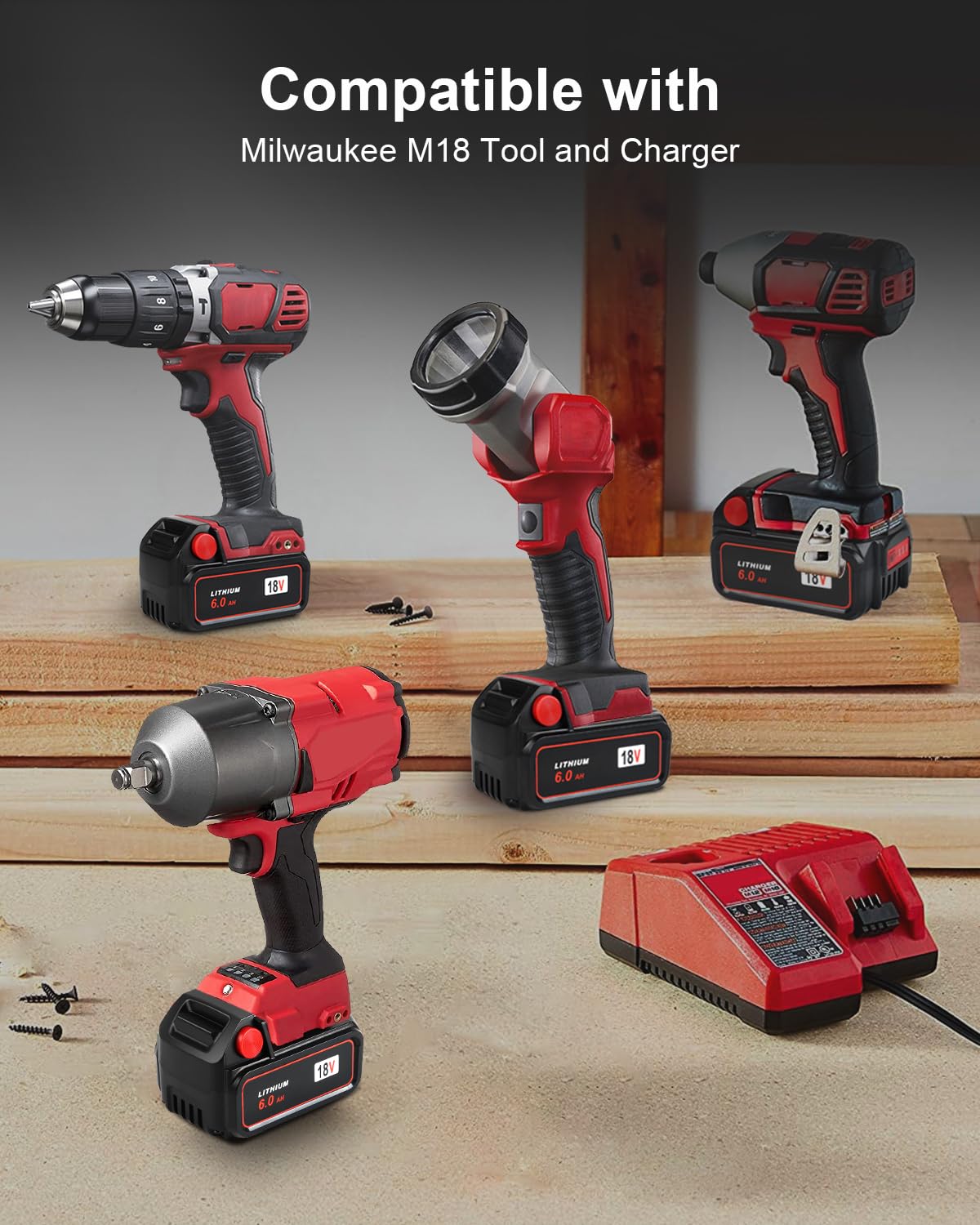 Aoasur Milwaukee M18 6Ah battery LED indicator demonstrates charge status