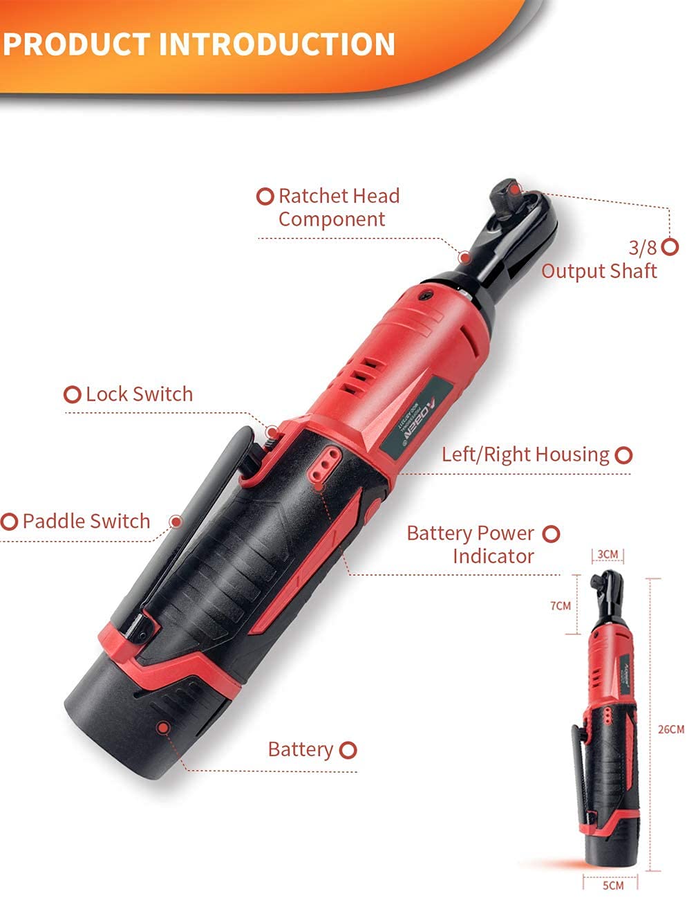 AOBEN 12V battery included for portable, ready-to-use fastening.