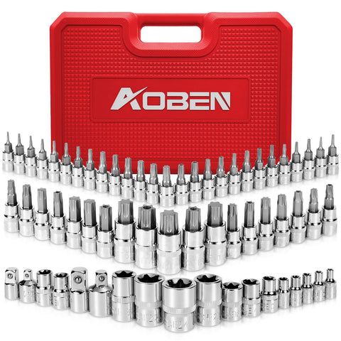 AOBEN 64Pcs Torx socket set in case for easy transport.