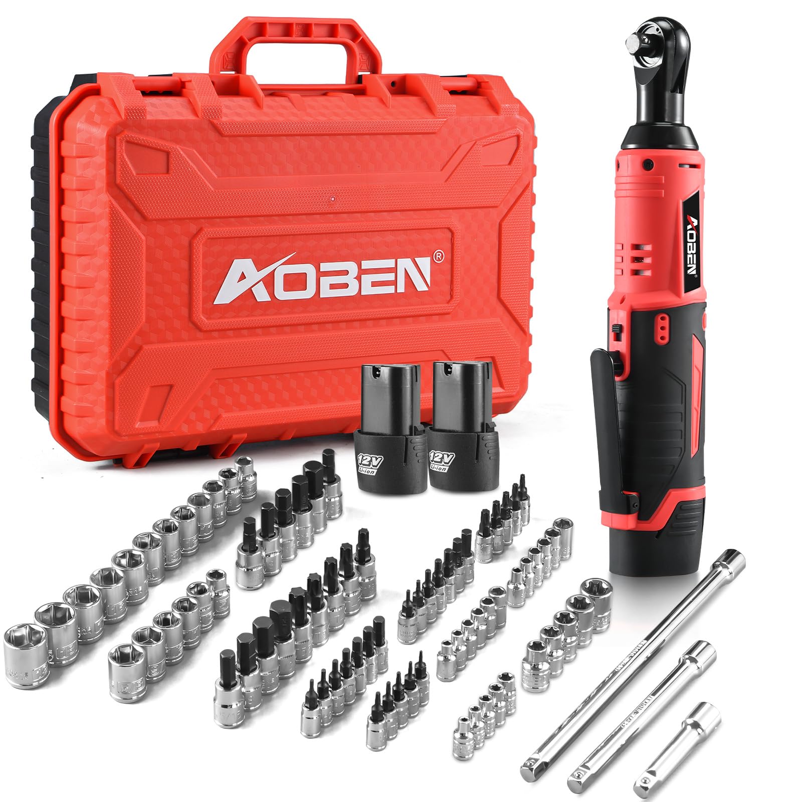 AOBEN cordless ratchet kit in a compact case, ready for transport and organization