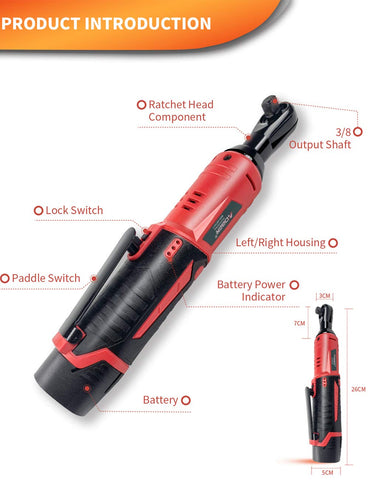 AOBEN cordless ratchet wrench showing side battery indicators for quick status