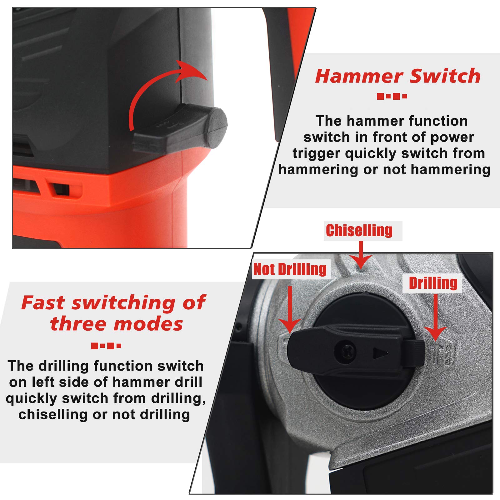 AOBEN rotary hammer kit shows included bits ready for immediate masonry tasks