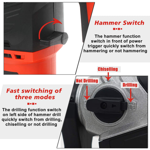 AOBEN rotary hammer kit shows included bits ready for immediate masonry tasks