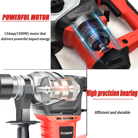 AOBEN rotary hammer hammer-mode demonstrates versatile chiseling and drilling options on-site