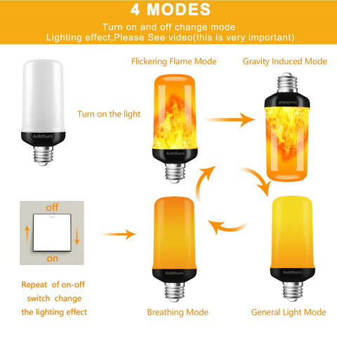 Aobthurn flame bulb in frosted shade delivers realistic, safe ambience