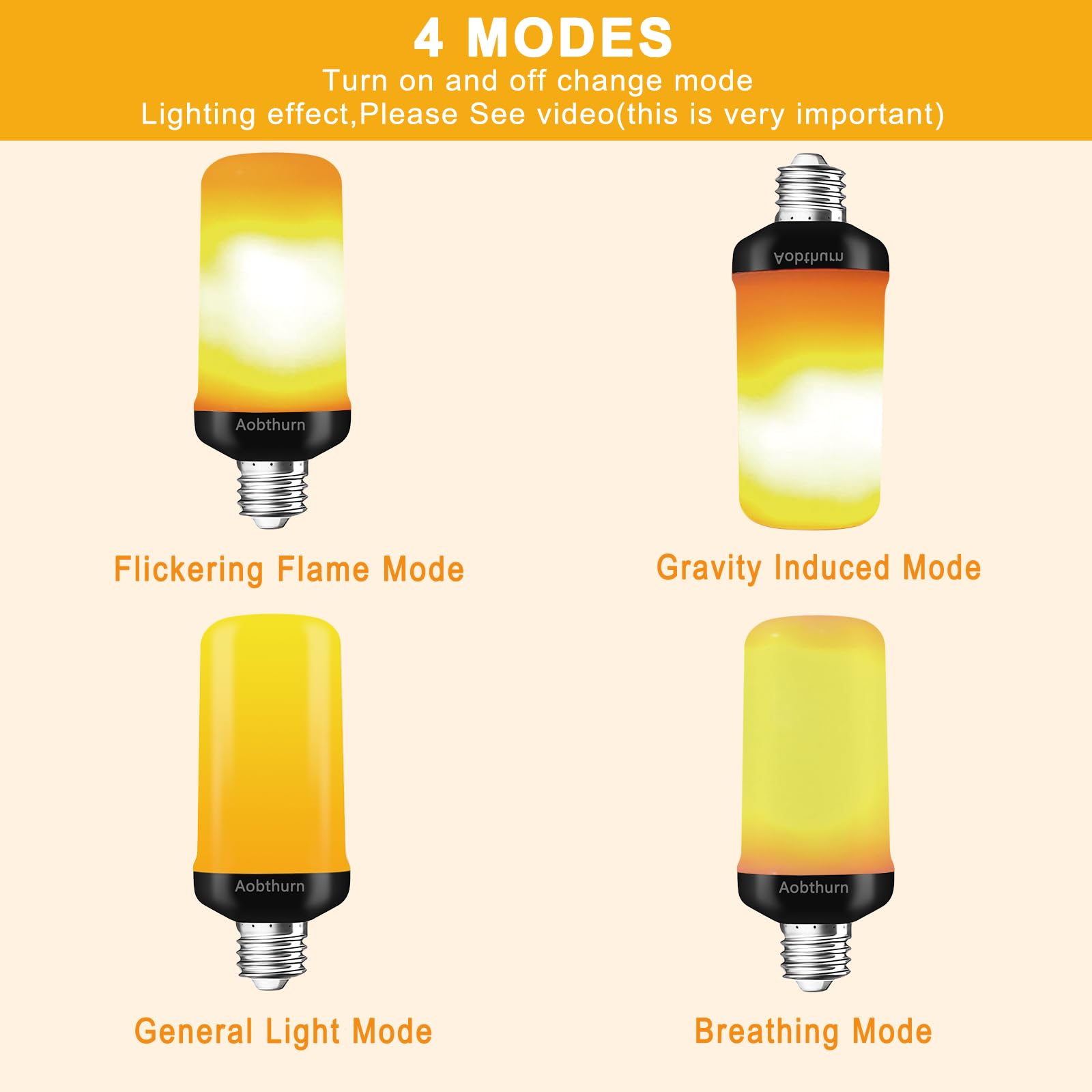 Aobthurn four-mode flame bulb offers versatile decor options.