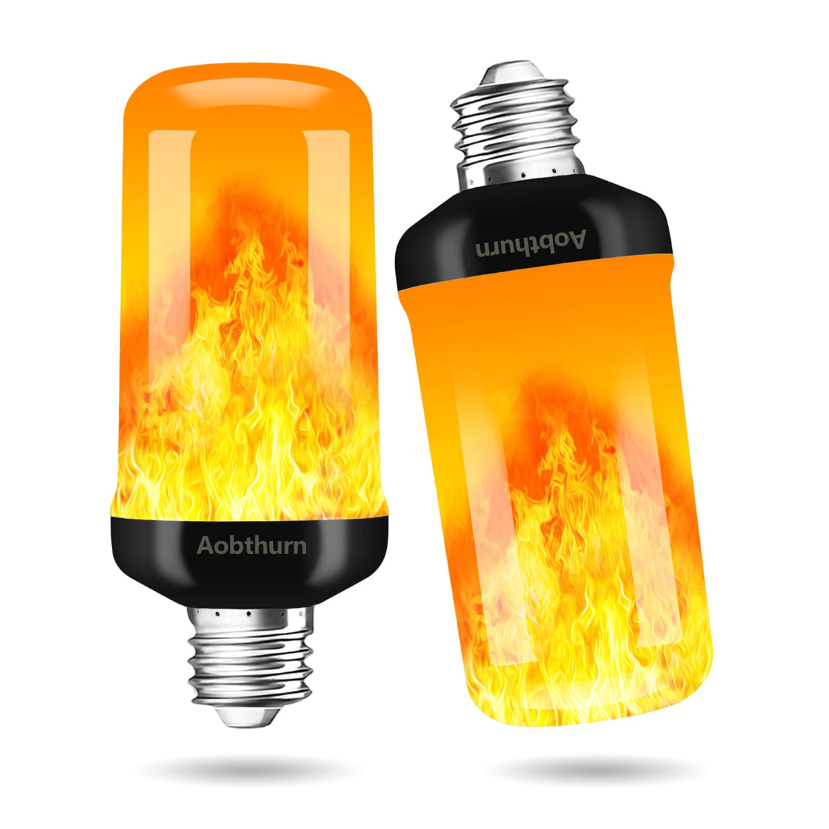 Aobthurn flame light bulb closeup with warm glow for cozy evenings.