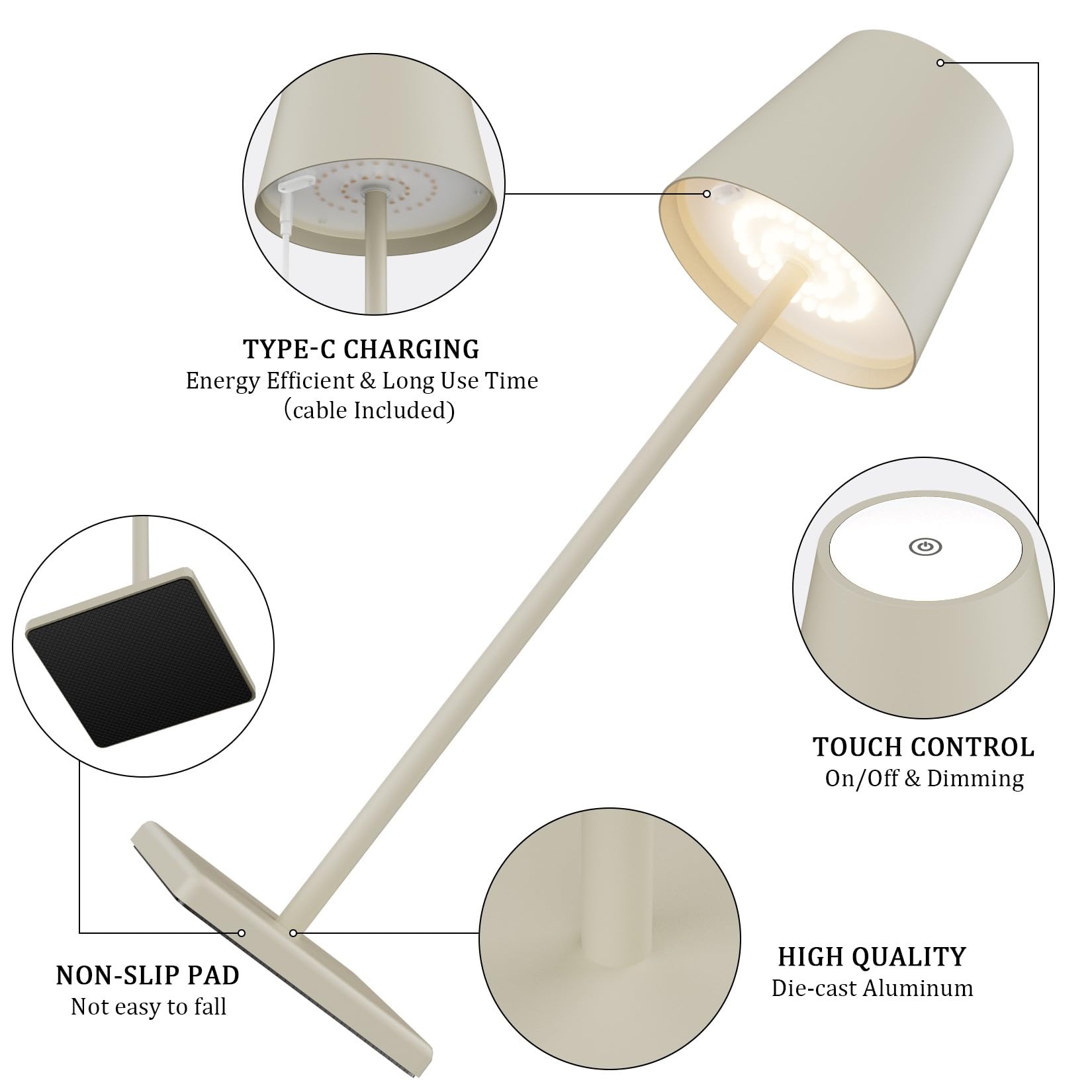 Aoceley 2-pack with stepless dimming highlights adjustable brightness for dining, reading, or ambience