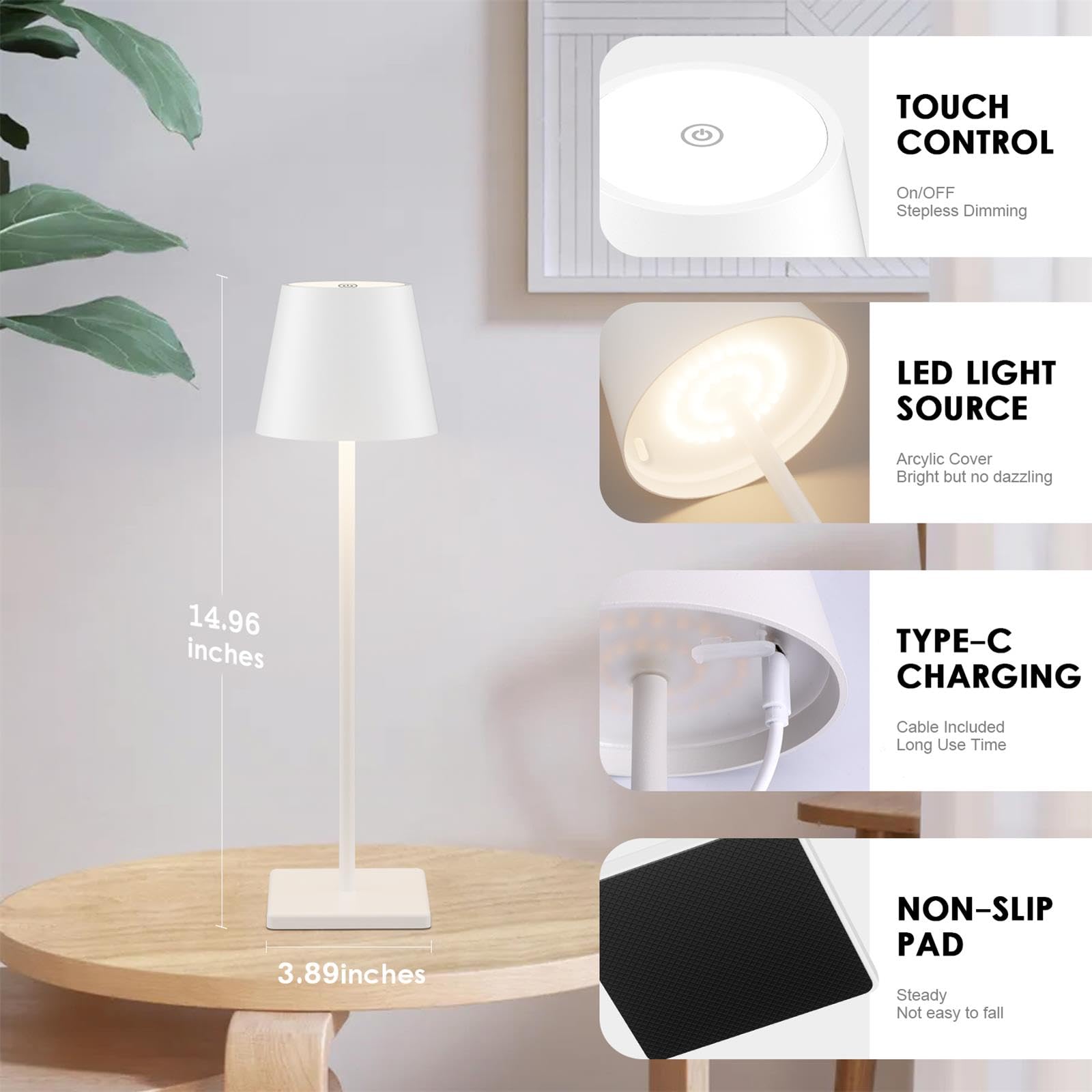 Aoceley 3W LED battery-powered lamp highlighting portability for indoors or outdoors