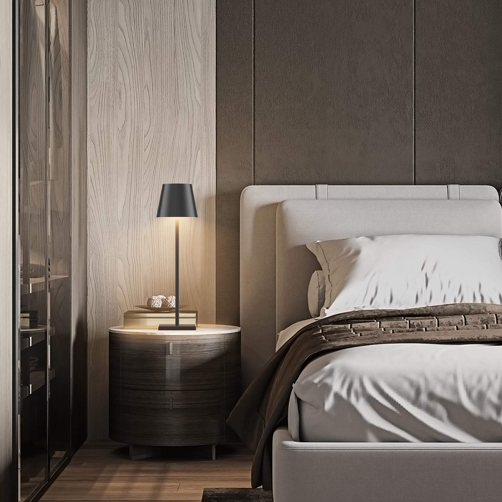Aoceley cordless table lamp charging with USB C for convenient power on the go.